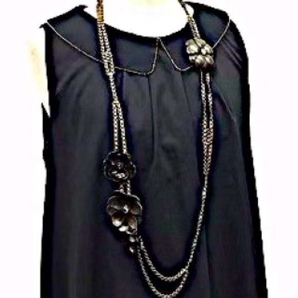 Authentic Louis Vuitton Rare Runway Resin & Crystal Flowers Brass Necklace - Picture 2 of 7